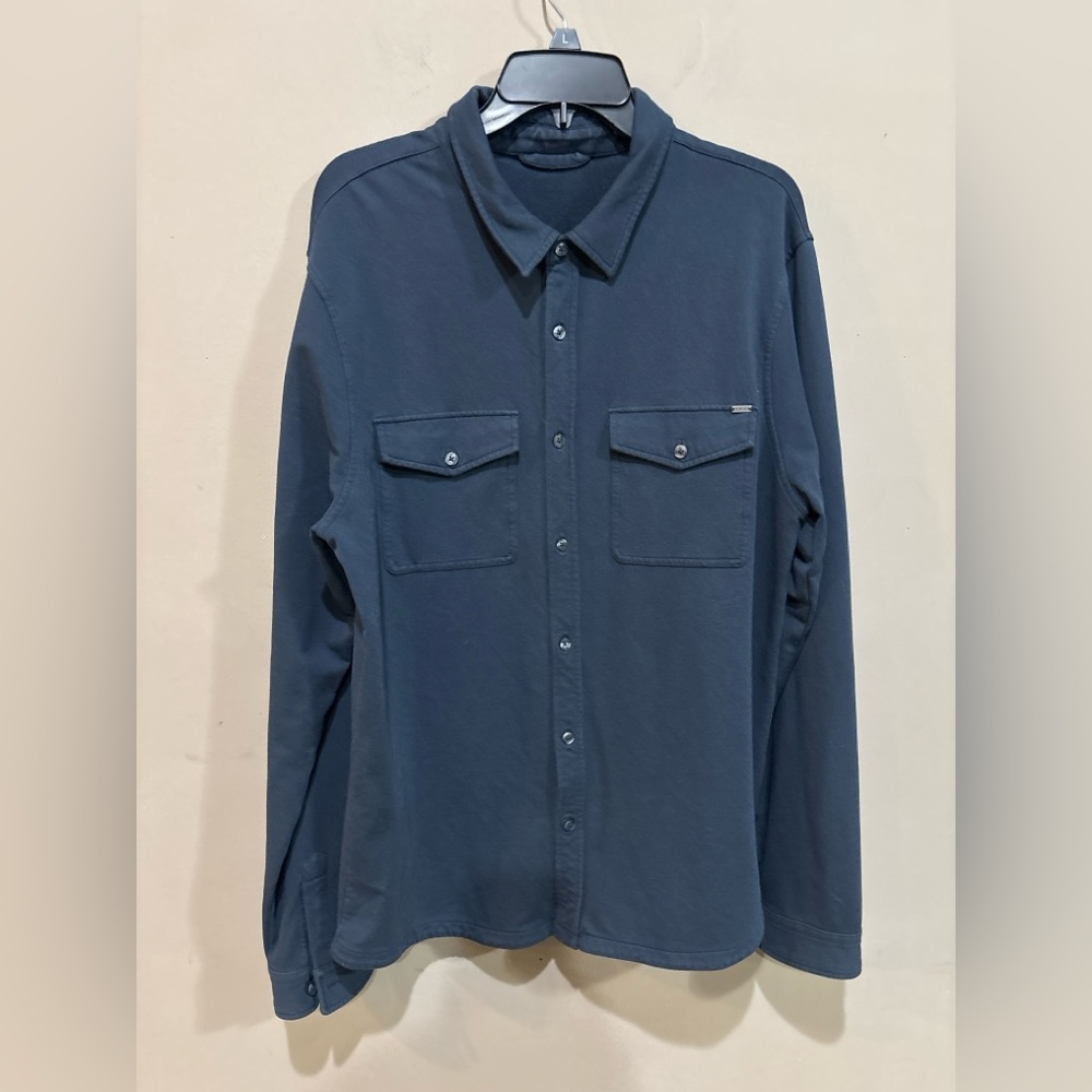 Vuori Boulevard Shirt Jacket Large Blue Modal Stretch Button Front V281
